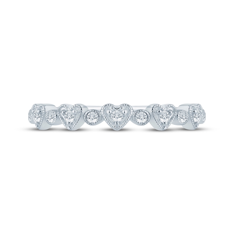 Main Image 3 of Now + Forever Diamond Milgrain Hearts Anniversary Ring 1/8 ct tw 10K White Gold