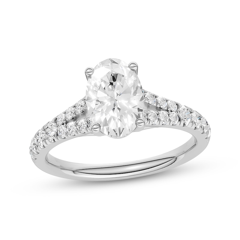 Main Image 1 of Now + Forever Lab-Grown Diamonds Oval-Cut Split Shank Engagement Ring 1-1/3 ct tw 14K White Gold