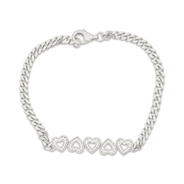 KAY Lab-Grown Diamonds Mirrored Hearts Curb Chain Bracelet 1/4 ct tw Sterling Silver 7.5"