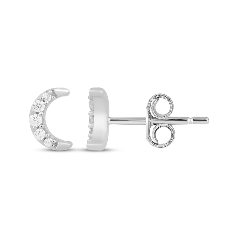 Main Image 3 of KAY Lab-Grown Diamonds Crescent Moon Stud Earrings 1/10 ct tw Sterling Silver