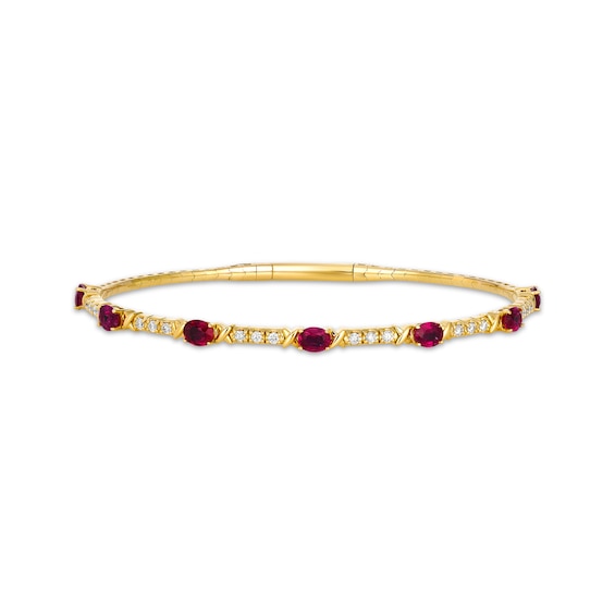 Le Vian Vault Oval-Cut Ruby Bangle Bracelet 1/4 ct tw Diamonds 14K Honey Gold