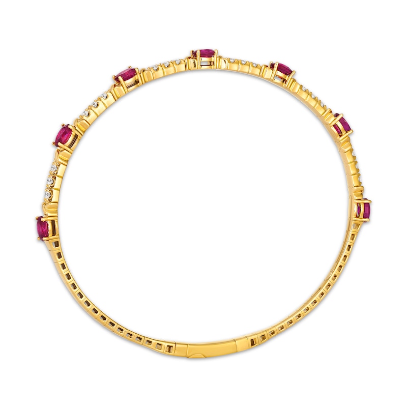 Main Image 2 of Le Vian Vault Oval-Cut Ruby Bangle Bracelet 1/4 ct tw Diamonds 14K Honey Gold