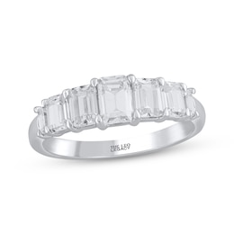 THE LEO Legacy Lab-Grown Diamond Emerald-Cut Graduated Anniversary Ring 1-3/4 ct tw 14K White Gold
