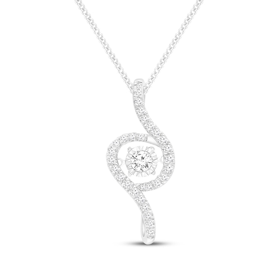 Unstoppable Love Diamond Whirlpool Necklace 1/3 ct tw 10K White Gold 19"
