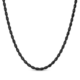 4mm Rope Chain Necklace Black Ion-Plated Stainless Steel 26"