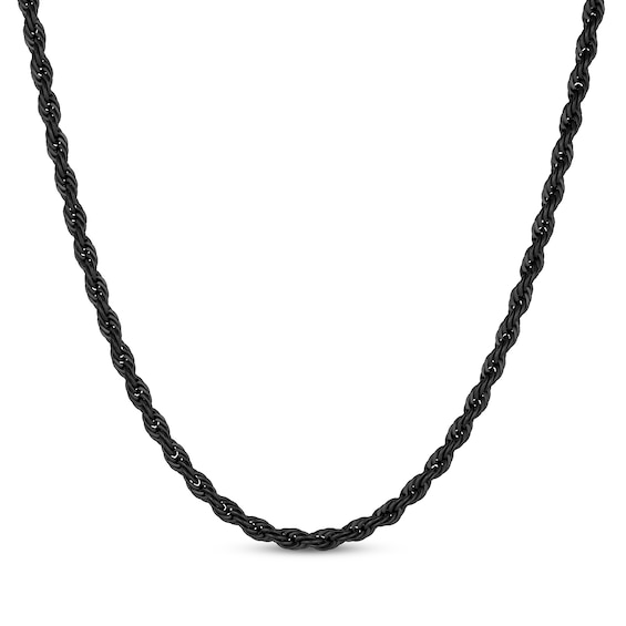 4mm Rope Chain Necklace Black Ion-Plated Stainless Steel 26"
