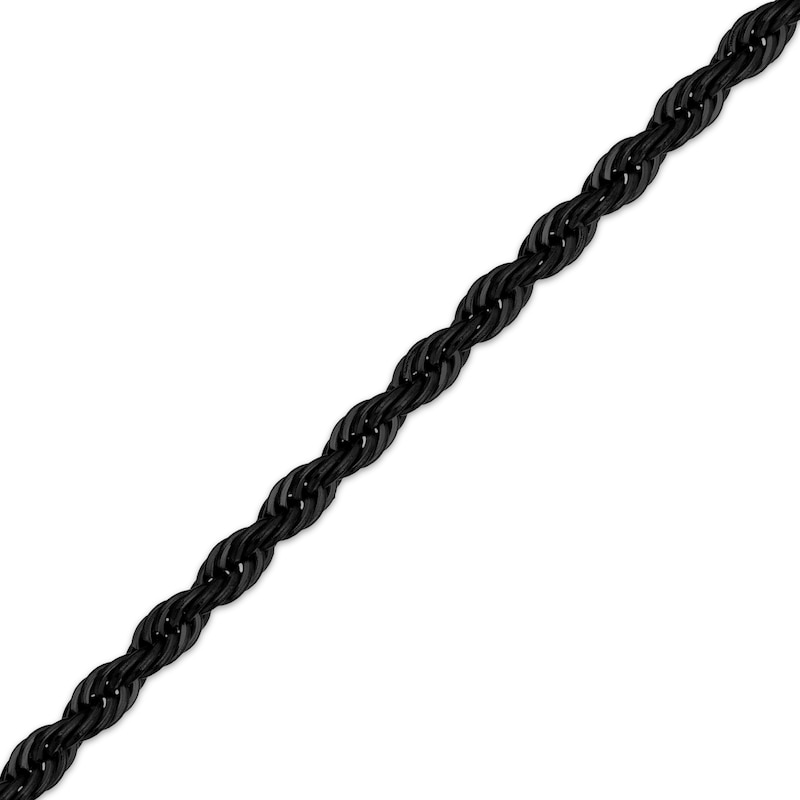 Main Image 2 of 4mm Rope Chain Necklace Black Ion-Plated Stainless Steel 26"
