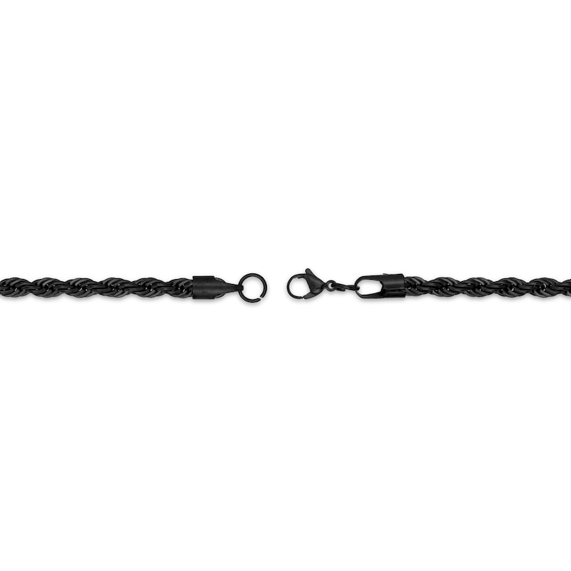 Main Image 3 of 4mm Rope Chain Necklace Black Ion-Plated Stainless Steel 26"
