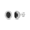 Thumbnail Image 1 of Oval-Cut Black Onyx & White Lab-Created Sapphire Halo Stud Earrings Sterling Silver