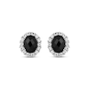 Thumbnail Image 2 of Oval-Cut Black Onyx & White Lab-Created Sapphire Halo Stud Earrings Sterling Silver