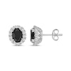 Thumbnail Image 3 of Oval-Cut Black Onyx & White Lab-Created Sapphire Halo Stud Earrings Sterling Silver