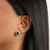Thumbnail Image 5 of Oval-Cut Black Onyx & White Lab-Created Sapphire Halo Stud Earrings Sterling Silver