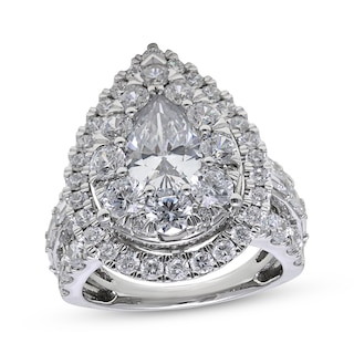 Lab-Grown Diamonds Pear-Shaped Halo Engagement Ring 5 ct tw 10K White Gold