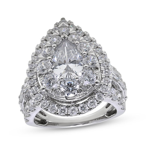 Lab-Grown Diamonds Pear-Shaped Halo Engagement Ring 5 ct tw 10K White Gold