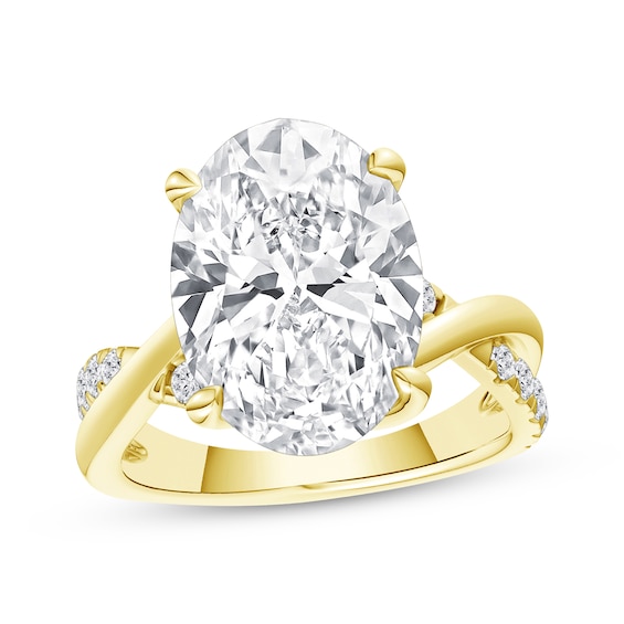 Now + Forever Lab-Grown Diamonds Oval-Cut Twist Engagement Ring 6-1/3 ct tw 14K Yellow Gold