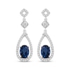 Thumbnail Image 2 of Oval-Cut London Blue Topaz & White Lab-Created Sapphire Drop Earrings Sterling Silver