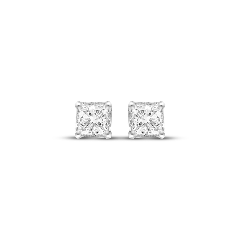Main Image 2 of Radiant Reflections Princess-Cut Diamond Solitaire Stud Earrings 1/4 ct tw Sterling Silver (I/I3)