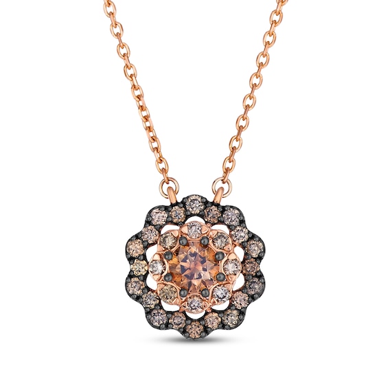Le Vian Diamond Halo Necklace 7/8 ct tw 14K Strawberry Gold 20"