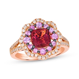 Le Vian Cushion-Cut Pink Tourmaline & Pink Sapphire Fashion Ring 3/8 ct tw Diamonds 14K Strawberry Gold
