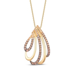 Le Vian Chocolate Ombré Diamonds Swirl Necklace 3/8 ct tw 14K Honey Gold 20"