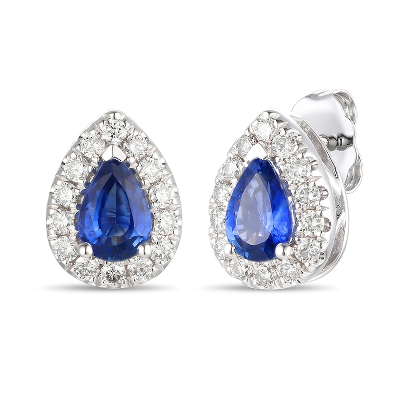 Main Image 1 of Le Vian Diamond & Ceylon Sapphire Earrings 1/4 ct tw 14K Vanilla Gold