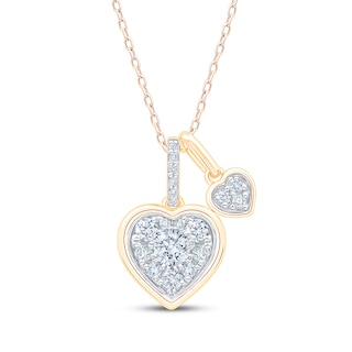 KAY Lab-Grown Diamonds Double Heart Necklace 1/2 ct tw 10K Yellow Gold 18"
