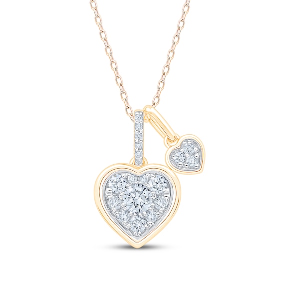 KAY Lab-Grown Diamonds Double Heart Necklace 1/2 ct tw 10K Yellow Gold 18"