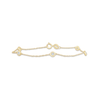 Diamond Station Bracelet 1/4 ct tw 10K Yellow Gold 7"