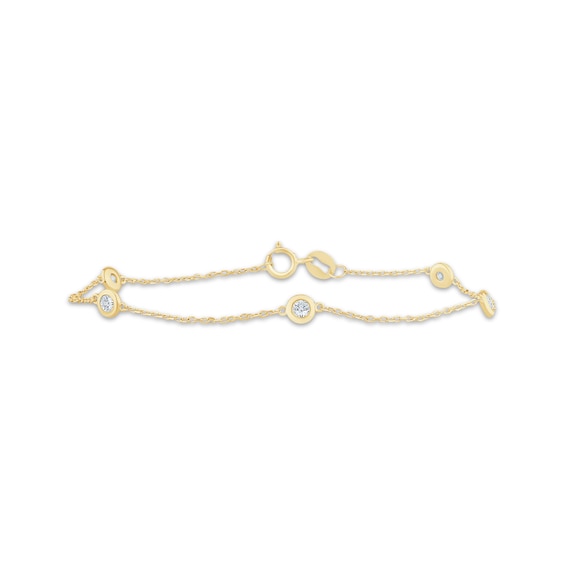 Diamond Station Bracelet 1/4 ct tw 10K Yellow Gold 7"