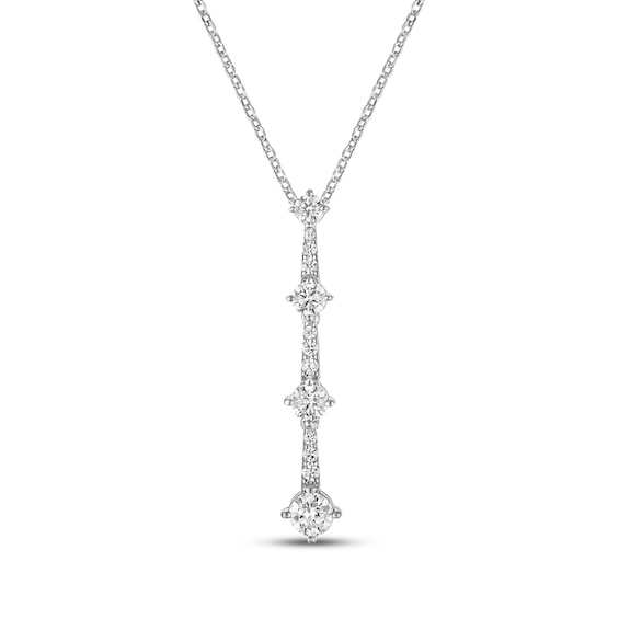 Milestones Diamond Station Drop Necklace 1/2 ct tw 10K White Gold 18"