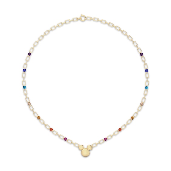 Disney Treasures Mickey Mouse Multi-Stone Necklace 24K Yellow Gold Vermeil Sterling Silver 18"
