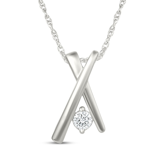 KAY Lab-Grown Diamonds Abstract Crossover Necklace 1/8 ct tw Sterling Silver 18"