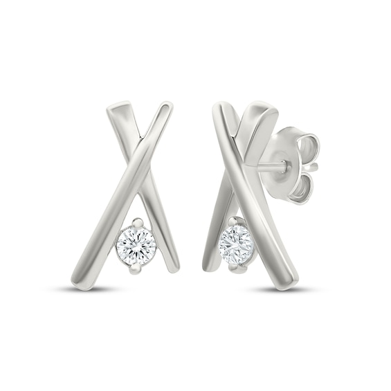 KAY Lab-Grown Diamonds Abstract Crossover Stud Earrings 1/8 ct tw Sterling Silver