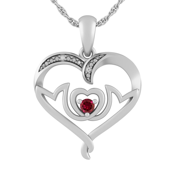 Birthstone Mom Heart Necklace (1 Stone)