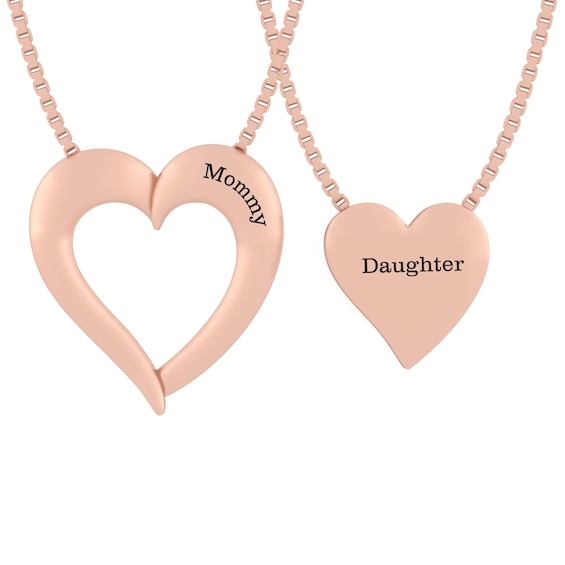 Mother/Daughter Cut-Out Heart Necklace Set (2 Lines)