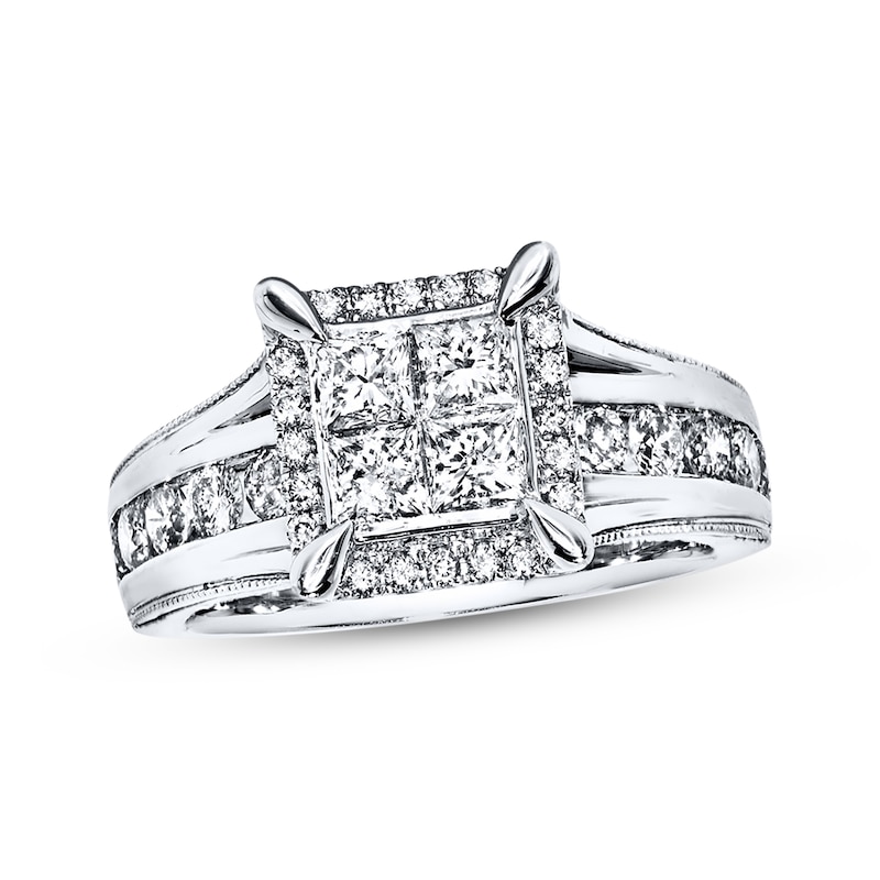 Main Image 1 of Multi-Diamond Engagement Ring 1-3/8 ct tw Diamonds 14K White Gold