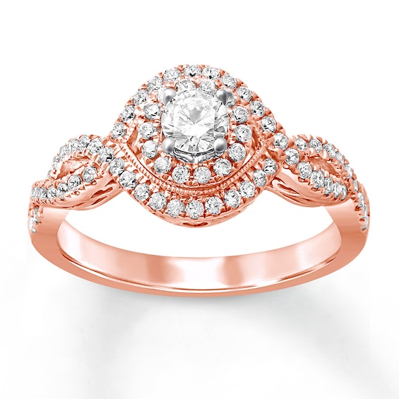 Now + Forever Diamond Engagement Ring 5/8 ct tw Round-cut 14K Rose Gold