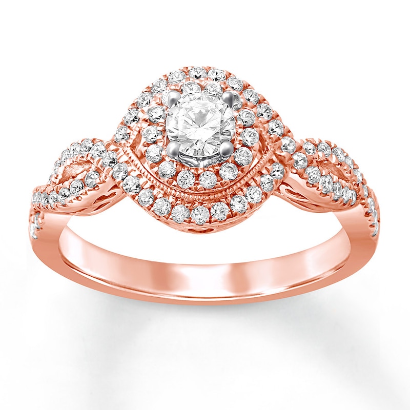 Diamond Engagement Ring 5/8 ct tw Round-cut 14K Rose Gold