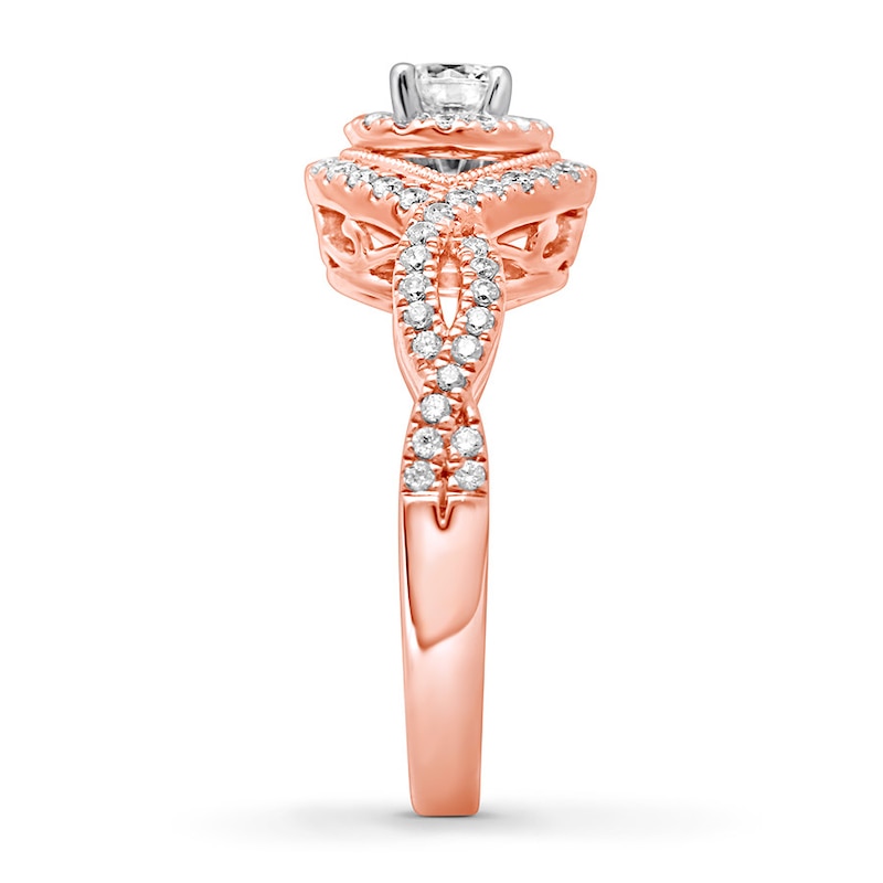 Diamond Engagement Ring 5/8 ct tw Round-cut 14K Rose Gold