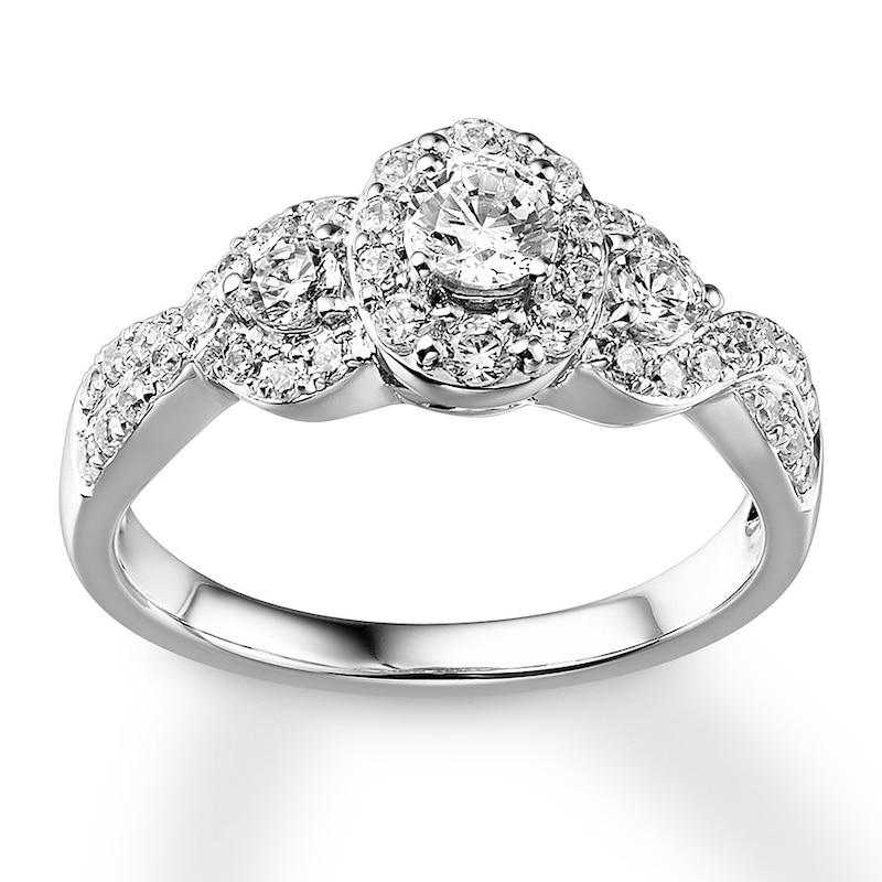 Diamond Engagement Ring 7/8 ct tw Round-cut 14K White Gold