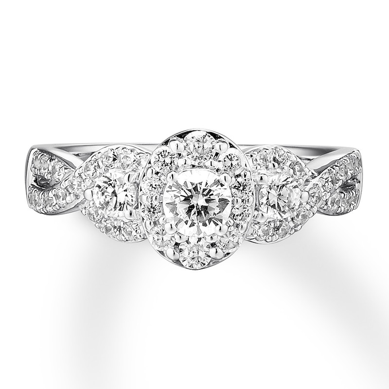 Diamond Engagement Ring 7/8 ct tw Round-cut 14K White Gold