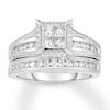 Diamond Bridal Set 7/8 ct tw Princess-cut/Round 14K White Gold