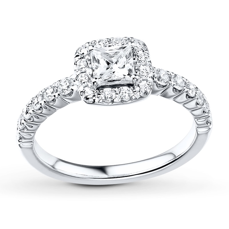 Diamond Engagement Ring 7/8 ct tw Princess-cut 14K White Gold