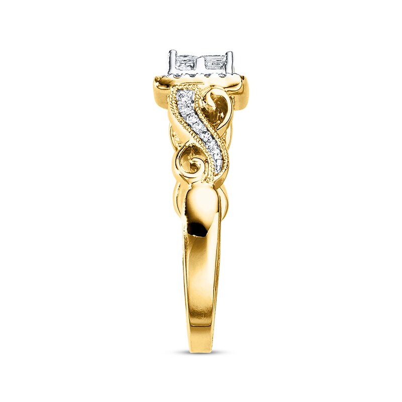 Diamond Engagement Ring 5/8 cttw Princess-cut 14K Yellow Gold