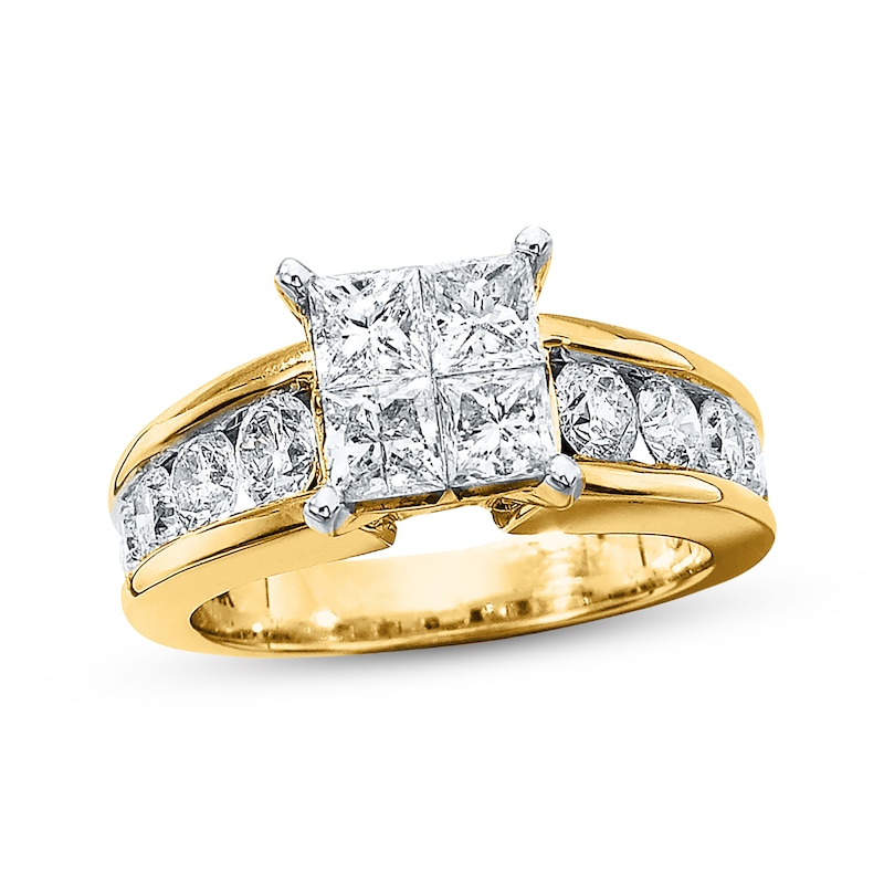 Multi-Stone Princess-cut Diamond Engagement Ring 2-1/2 ct tw 14K Yellow Gold