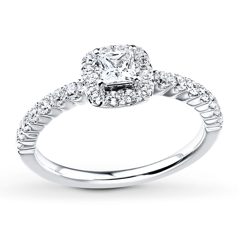 Diamond Engagement Ring 5/8 ct tw Princess-cut 14K White Gold Kay