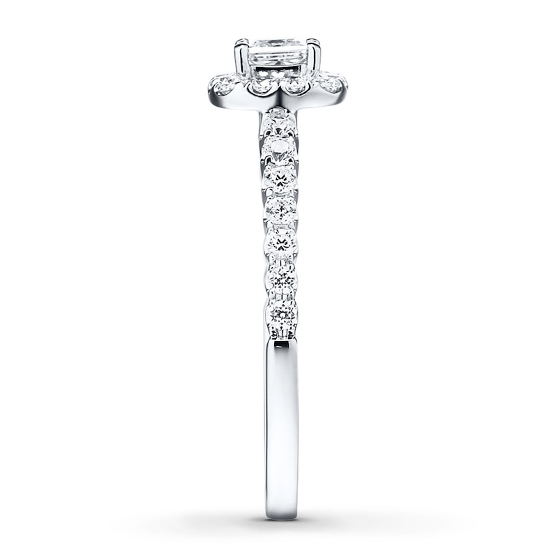 Main Image 3 of Diamond Engagement Ring 5/8 ct tw Princess-cut 14K White Gold
