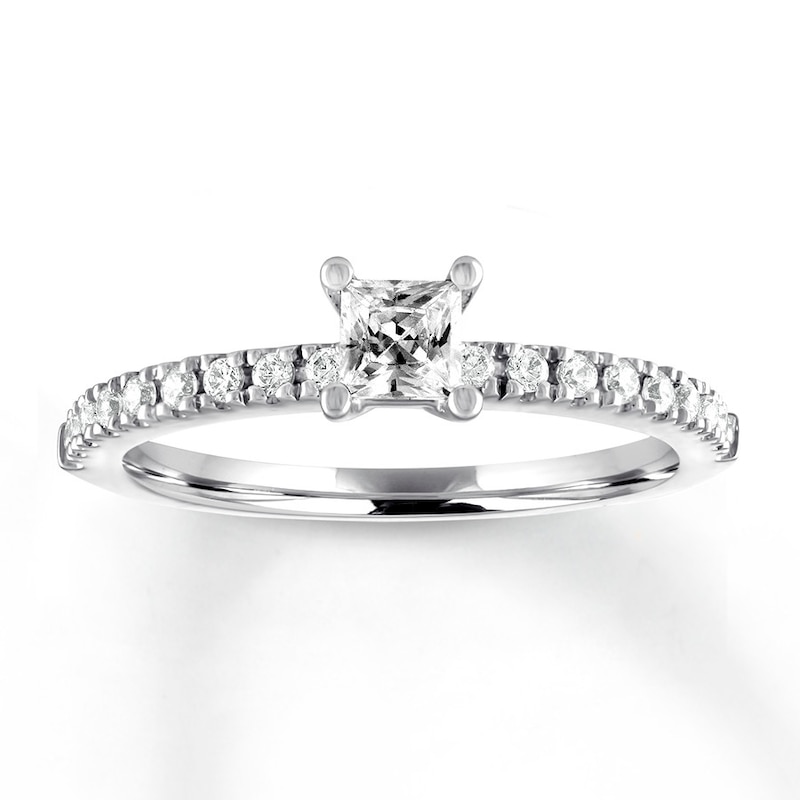 Main Image 1 of Diamond Engagement Ring 1/2 ct tw Princess-cut 14K White Gold