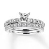 Diamond Bridal Set 1-5/8 ct tw Princess & Round 14K White Gold