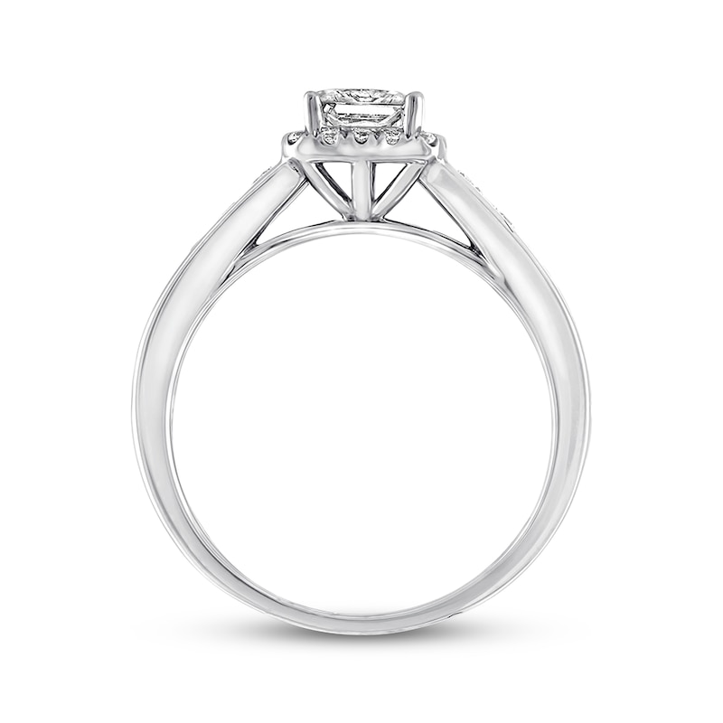 Main Image 3 of Diamond Engagement Ring 5/8 ct tw Princess-cut 14K White Gold